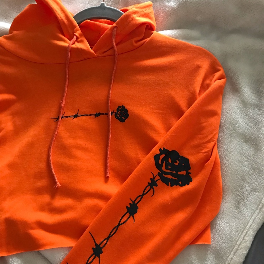 Orange Cropped Hoodie
